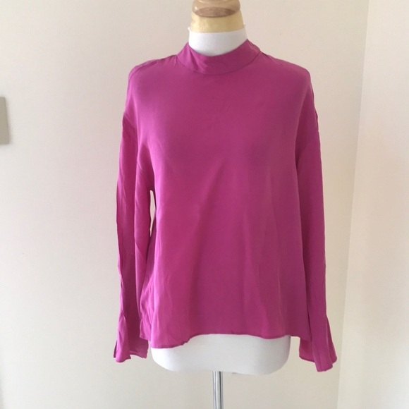 Zara Tops - NWT! Zara small pink L/S high neck blouse.